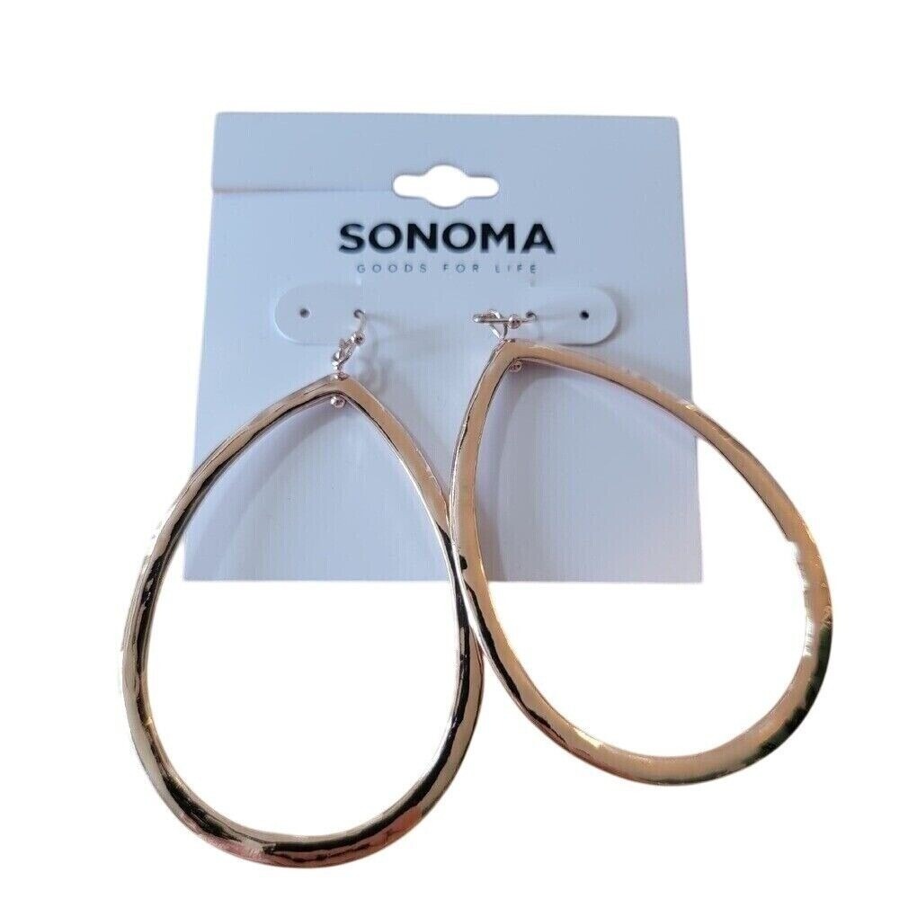 Sonoma Teardrop Dangle Earrings Rose Gold Hammered Statement Jewelry 8$